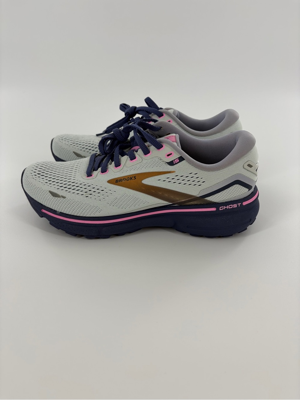Brooks Ghost 15 Women's Running Shoes - White Navy Pink